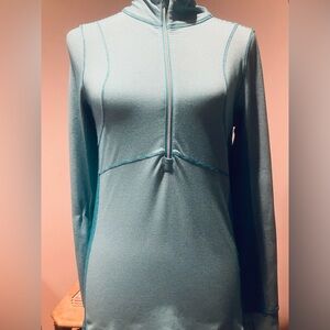 Title Nine Womens Striped Turquoise 1/4 zip Active Wear Pullover Size S